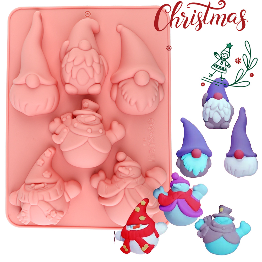 Candle Making Tutorial - 6-delige siliconen bakvorm voor kerstgnome-cakes, geschikt