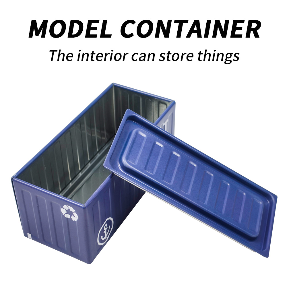 Tin Container Lid - Blikken doos in containervorm, metalen opbergdoos