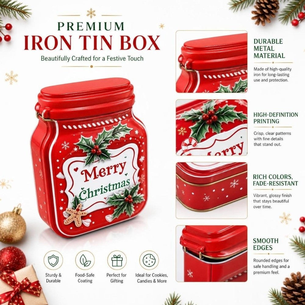 Draagbare metalen kerstblikken - Tin Container Lid recensie en prijs